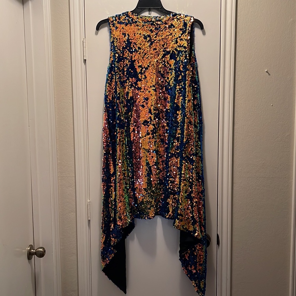 Sequin Flyaway Duster (Blue/Copper Sequins)
